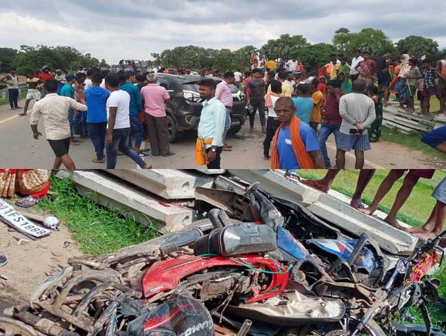 accident in tungi नालंदा जिला में दर्दनाक सड़क हादसे में तीन युवकों की मौत हो गई है। जबकि दो युवकों की हालत गंभीर बतायी जा रही है। बताया जा रहा है कि तेज रफ्तार कार ने दो बाइक को टक्कर मारने के पलटी खाकर खाई में जा गिरी।